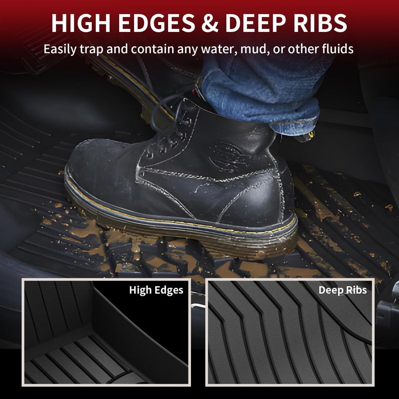 LASFIT Floor Mats for Mercedes Benz C Class 2021 2020 2015-2019 C300 / C400 / C350e / C43 AMG / C63 AMG / C63 AMG S (Fit Sedan Only), All Weather TPE Floor Liners for C Class 1st & 2nd Row Mats - Image 4